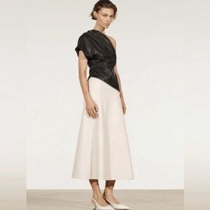 Zara One Shoulder Black and Cream Dress